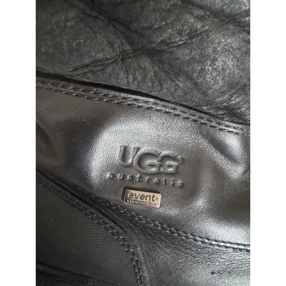 UGG Butte Sheepskin Vibran Lace Up Boots Winter Mens Size10 Black Leather Chukka - Picture 6 of 12